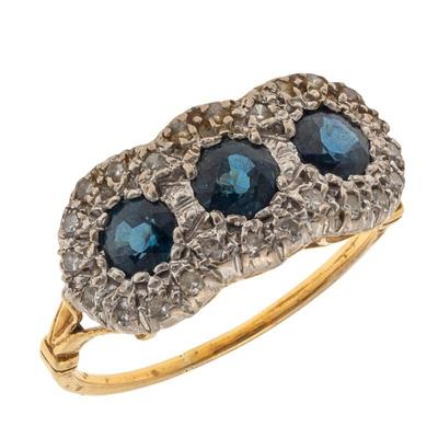 Sapphire, Diamond, 18k, Palladium Ring