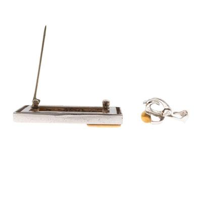 Erte "Beloved" Diamond, Mother-of-Pearl, 14k, Silver Pin Pendant