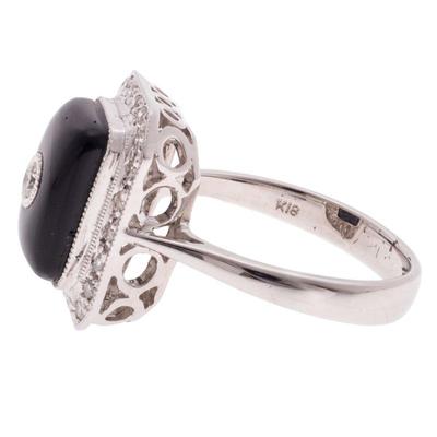 Diamond, Onyx, 18k White Gold Ring