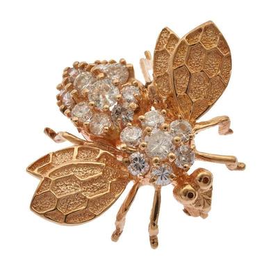 Diamond, 14k Yellow Gold Fly Pin