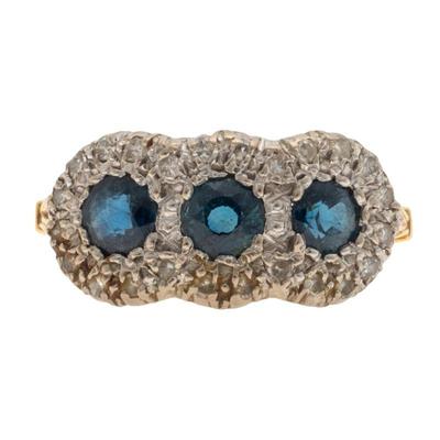 Sapphire, Diamond, 18k, Palladium Ring