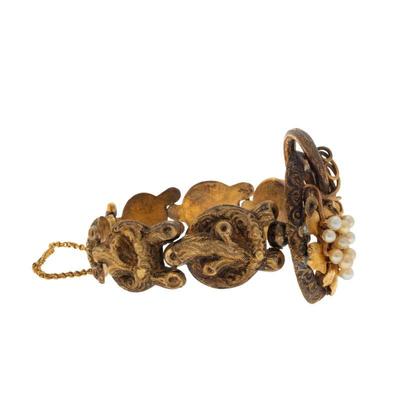 Victorian Cultured Pearl, Yellow Gold Bracelet