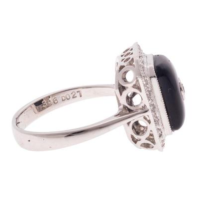 Diamond, Onyx, 18k White Gold Ring