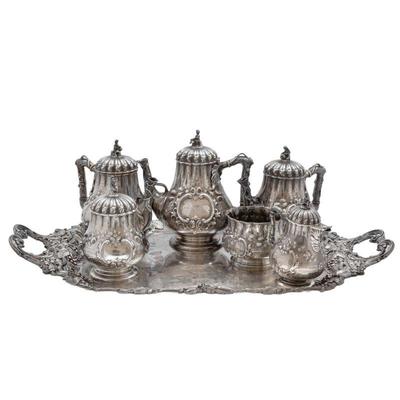 American Coin Silver Tea and Coffee Set, Pennell Family, New England