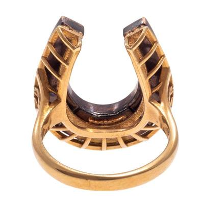 Gold-in-Quartz, 14k Yellow Gold Horseshoe Ring