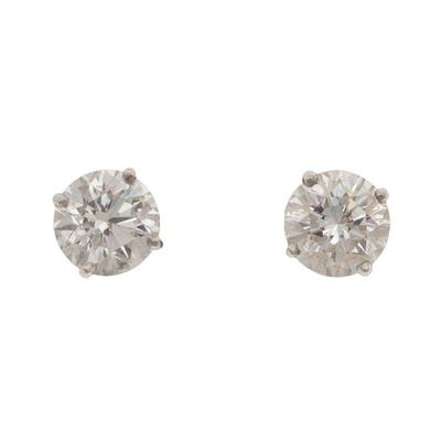 Pair of Diamond, Platinum Earrings