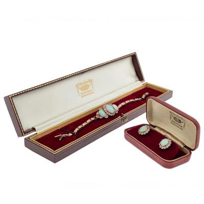 Edwardian Opal, Glass, 9k Rose Gold Jewelry Suite