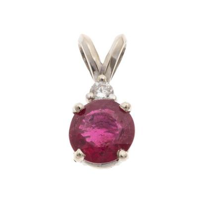 Ruby, Diamond, 14k White Gold Pendant