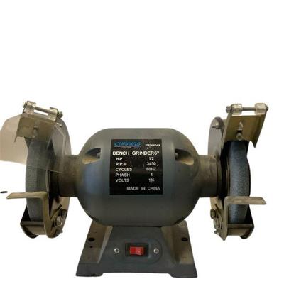 ROMO703 Cummins 6” Grinder	Grinder is 1/2 HP, 3450 RPM, 115 Volts.  The plastic shield on the right side is broken - see pics.
