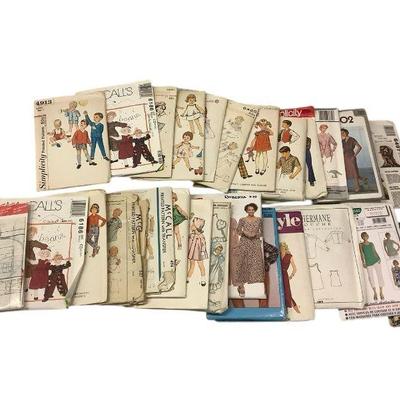 LUGR809 Vintage Clothing Patterns For Children And Adults	Simplicity, Butterick and McCall's clothing patterns, mixed between...