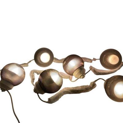 LUGR505 Vintage, New In Box Sunsetter Patio/RV Awning Lights	String of 6 lamps with brown plastic shades, separated by 12" stands of...