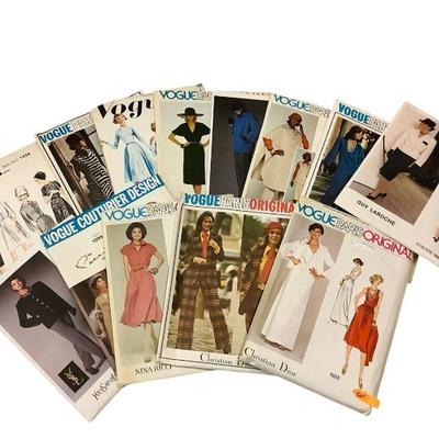 LUGR804 Vintage Vogue Patterns, Paris Original & More	Assortment of vintage clothing patterns. Mix of cut and uncut, printed pattern...