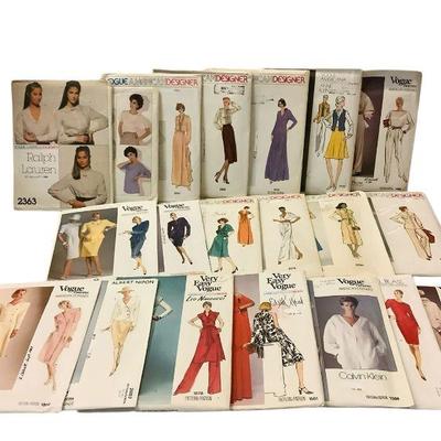 LUGR803 Vintage Vogue American Designer Sewing Patterns	Assortment of clothing patterns from Vogue's American designer collection....