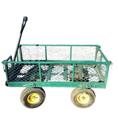 VONB508 Outdoor Heavy Duty Garden Cart	Good tread left on tires and all hinges and locks appear operable and sturdy. 38" x 20"
