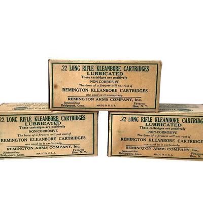 BRDA205 Remington Kleanbore Cartridges	3 boxes of .22 long rifle lubricated ammo. Each case has 500 bullets. 
