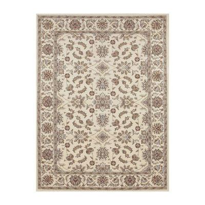 TEWA715 JC Penney Ivory Base With Floral Rug	Still in original wrapping rug measures 7'7" x 5'5".   Stock images used.
