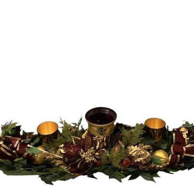 TICA710 Vintage Large Christmas Mantel Piece	Decor is approximately 39" in length.  Small bell needs glued - see pics.
