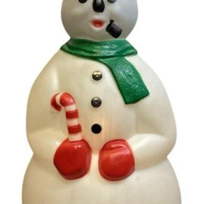 TICA717 Vintage General Foam Plastic Snowman Blow Mold	In working condition, but the lightbulb is very dim. Paint is still bright. 
