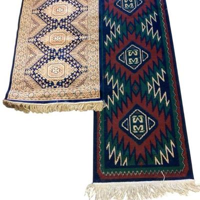 TEWA713 Runner And Entry Rugs	The runner is approximately 70" long x 23" wide.  The entry rug is approximately 44" long x...