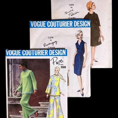 LUGR703 Vintage Vogue Couturier Design Patterns	Collection of 3 patterns, sizes 10-12. All appear to be unused and include all pattern...
