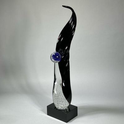 "COLLECTIONS BY TRP" BLOWN GLASS SCULPTURE | In the manner of American glass artist Jim Johnson, with label to bottom. - h. 26...