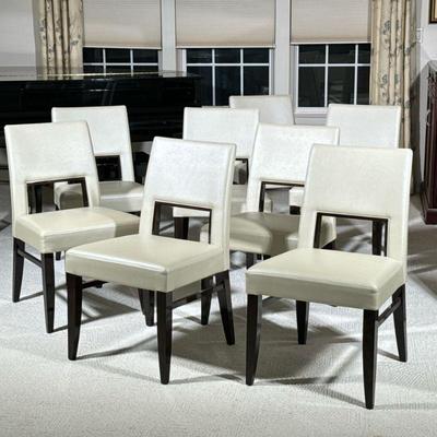 (8pc) NELLA VETRINA for COSTANTINI PIETRO DINING CHAIRS | A set of eight modern dining chairs by Nella Vetrina, crafted in Italy. Each...