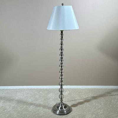 GLASS ORB FLOOR LAMP | Pottery Barn style floor lamp having a column of alternating glass orbs on a brushed metal base. - h. 60 x dia. 17...