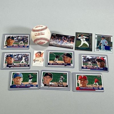 (12pc) BASEBALL CARDS & OTHER MEMORABILIA | Including: Signed David Hensley Topps baseball card, Jett Williams Panini Chronicles...