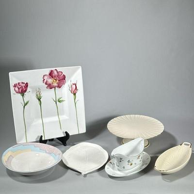 (6pc) PLATTERS AND OTHER KITCHEN ITEMS | Including forum; Lenox; Michael Aram; Sango; serving dishes and plates, plus a sauce boat. - w....