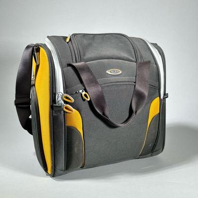 TUMI DUCATI BAG | Yellow & grey Tumi bag with Ducati stitching on side. - h. 14 x w. 8 x l. 14 in

