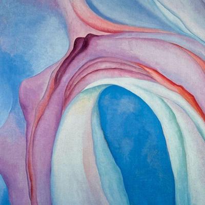 GEORGIA O’KEEFE LITHOGRAPH / POSTER | Music, Pink and Blue No. 2. No apparent signature or identifying information - h. 39 x w. 33 in...