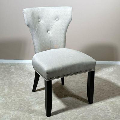 SIDE CHAIR | Three button tufted tapering back with decorative tacks around the seat. - h. 36 x w. 22 x d. 25 in

