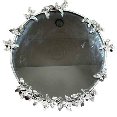 MONIQUE LULHER For POTTERY BARN BUTTERFLY MIRROR | Punched tin mirror with a border of butterflies. - dia. 29 in

