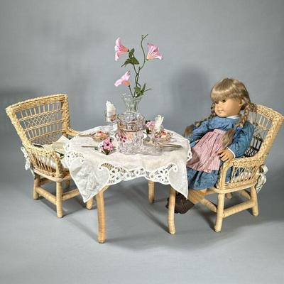 (4pc) American Girl Doll Wicker Tea Party | Including an American Girl Doll and a three-piece "Samantha's Birthday"...