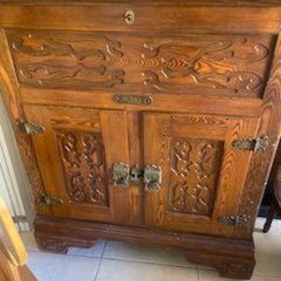 Custom-Made Humidor from 1930's Carved Wood IceBox