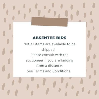 Absentee Bid Information  katie@katherinesauction.com