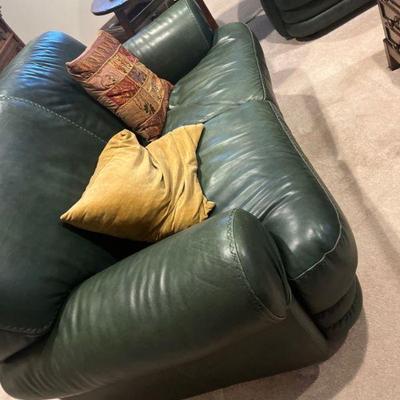 green leather couch