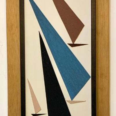 MCM wooden wall art, “ Sailboats” by Ran Su, 12 x 28
