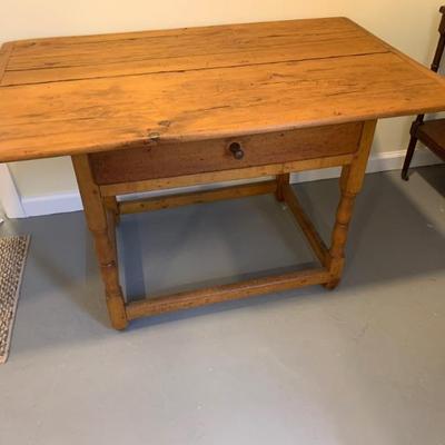 Antique  18th c. One drawer tavern table, refin.