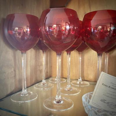 Lenox Holiday Gems Ruby Red balloon wine glasses