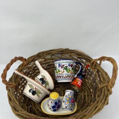 Hand Painted Pieces and Basket