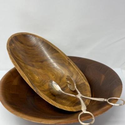 Wooden Bowls and Silver Tongs