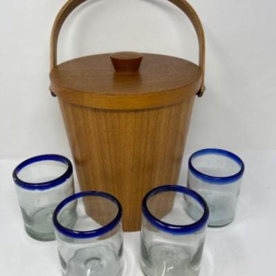 Teak Bucket with glasses