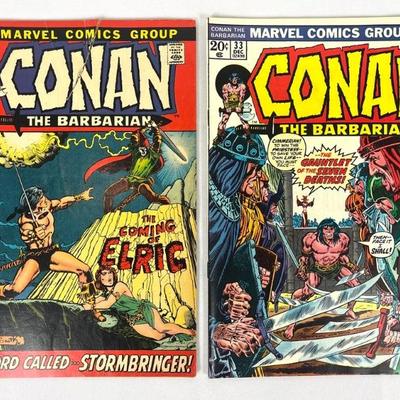 #63 • 1972 Marvel Comic Book #14 Conan The Barbarian "A Sword Called Stormbringer!" And Marvel Comic Book #33 Conan The...