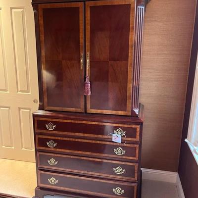 HICKORY AND WHITE
ARMOIRE  DRESSER