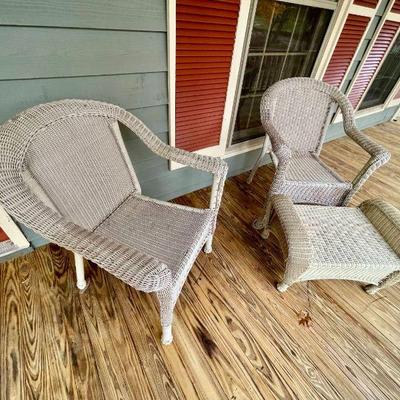Lot 112-POR: White Wicker Trio