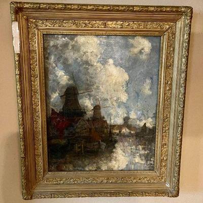 Lot 020-OFF: Windmill Still-Life Oil Painting