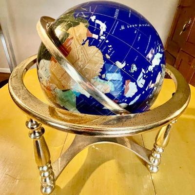 Lot 026-OFF: Inlaid Gemstone Globe