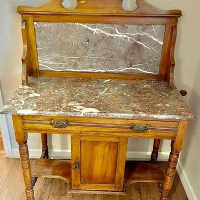 Lot 028-OFF: Antique Marble-Top Washstand