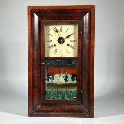 TERRY & ANDREWS WALL CLOCK | Terry & Andrews of Bristol, CT, the painted dial with cutout center exposing works, with Roman...